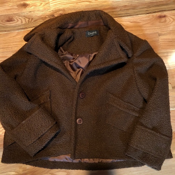 NWOT Italian Bouclé Wool Crop Pea Coat | Chepé - Picture 2 of 4